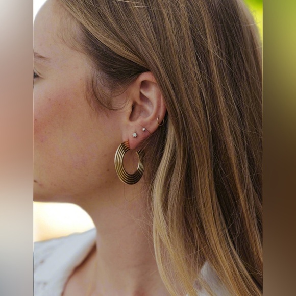 JENNIFER ZEUNER Authentic Camilla 14K-Gold-Plated Hoop Earrings NWT - Picture 7 of 8